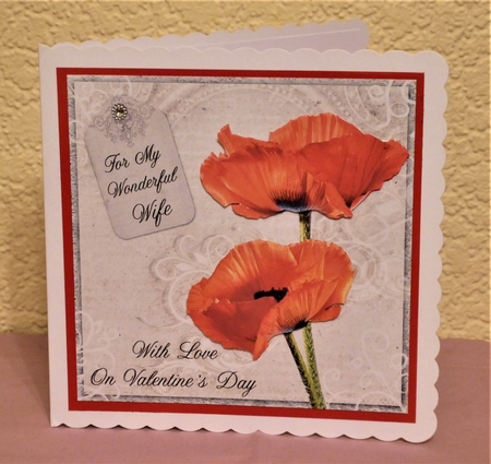 Poppy Duo on Grey Wife Valentines Day 8x8 Inch by Lynn Butters