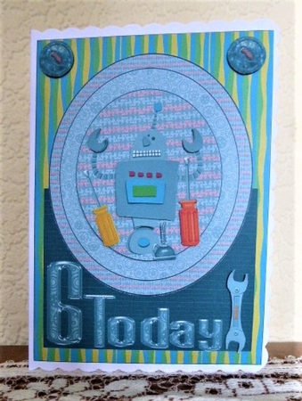 6 Today Robot Card Front by Lynn Butters