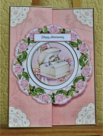 Pink Rose Ring Doily Faux Fold Back Card Mini Kit by Lynn Butters