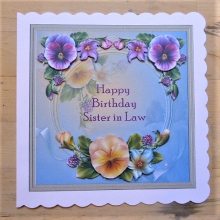 Happy Birthday Sister In Law Floral Topper  by Lynn Butters
