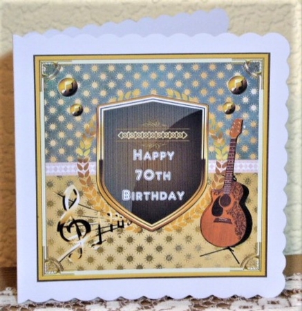 Musical 70th Birthday Decoupage Topper by Lynn Butters
