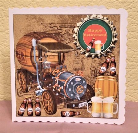 Beer themed Retirement card front by Lynn Butters