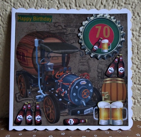 Age 70/80 beer themed card front by Lynn Butters