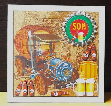 DAD/SON beer themed birthday card front by Lynn Butters