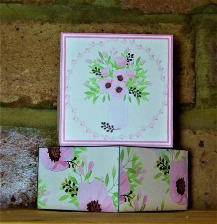 Pink Flowers in Vase Gift Box by Lynn Butters