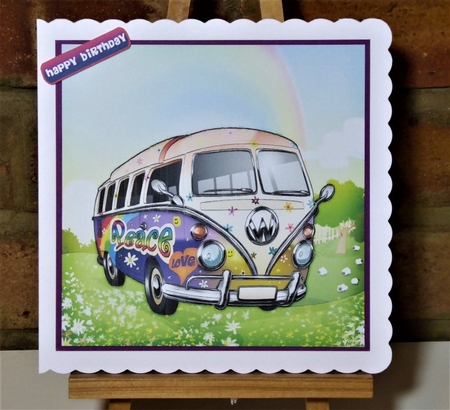 Camper Van Hippy 8x8 Quick Card by Lynn Butters