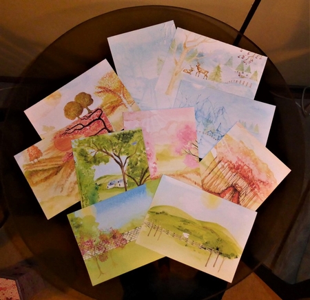 4 Seasons Watercolour Scenes by Lynn Butters