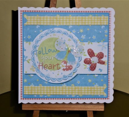 Follow Your Heart 7.5 Inch Card Front Mini Kit with Decoupage & Insert by Lynn Butters