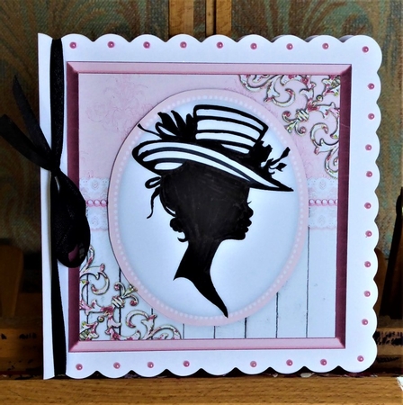 Silhouette Lady in Pink  Frame  by Lynn Butters