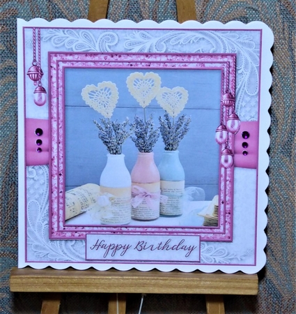 Happy Birthday thank you with love pyramid mini kit with shabby chic by Lynn Butters