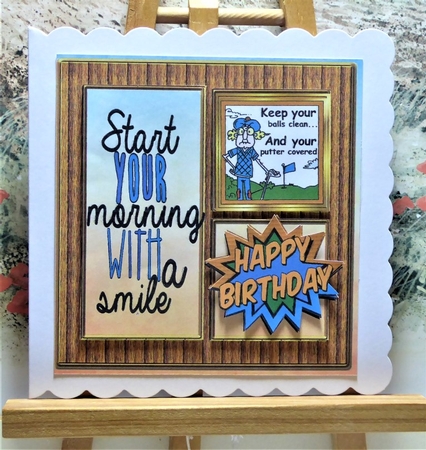 Anyone for a game of golf! window frame 8x8 (blue) by Lynn Butters