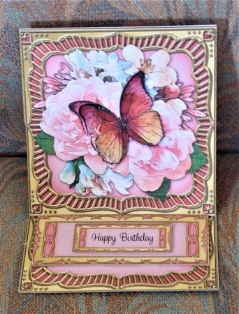 3D Easel Card Mini Kit - Butterfly & Flowers on Gold Frame by Lynn Butters