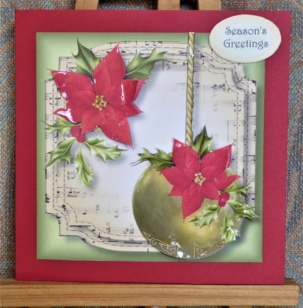 Golden Christmas Bauble - Red 8x8 by Lynn Butters