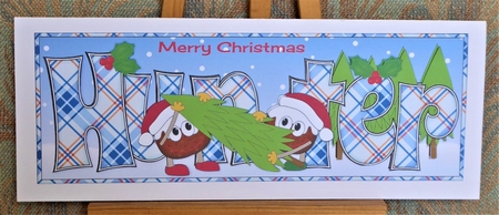 Crazy Christmas Puddings choosing the Christmas tree HUNTER large dl by Lynn Butters