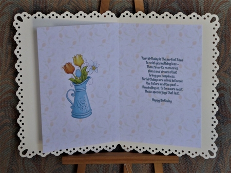 Birthday flower vase A5 insert by Lynn Butters