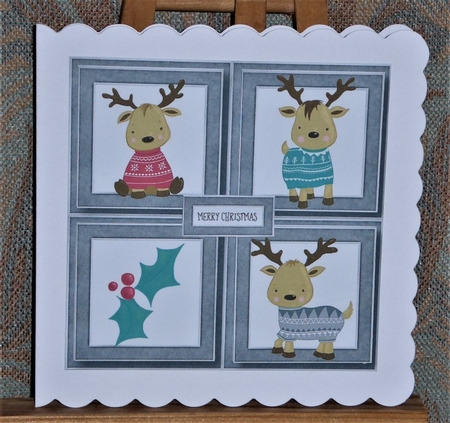 Christmas Jumper Reindeer Quad Frame 8x8 by Lynn Butters