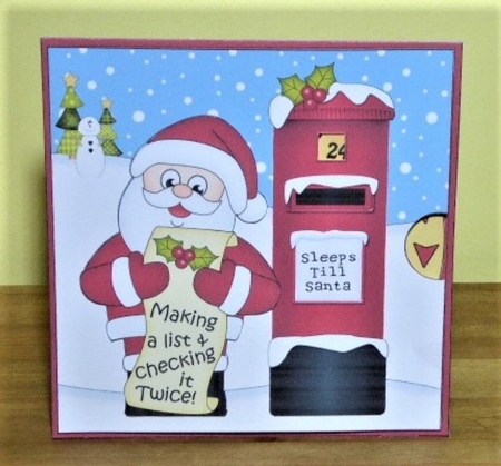 3D Animated Sleeps Till Santa Christmas Postbox Countdown Card Kit - Santa is checking his List! by Lynn Butters