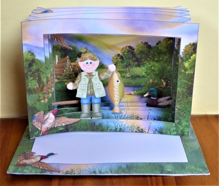 Fishing At The Lake - Diorama Tunnel Card Kit With Envelope by Lynn Butters