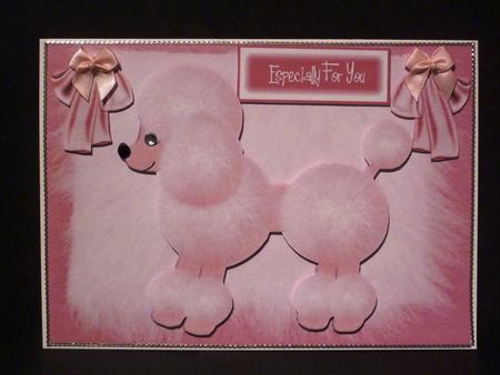 Pink Fluffy Poodle with Bows by Lynn Butters