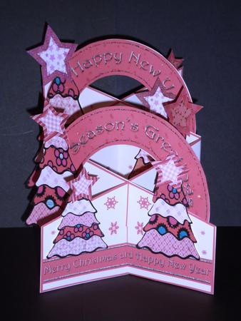 Red Patchwork Christmas Trees Cascade Deluxe by Lynn Butters