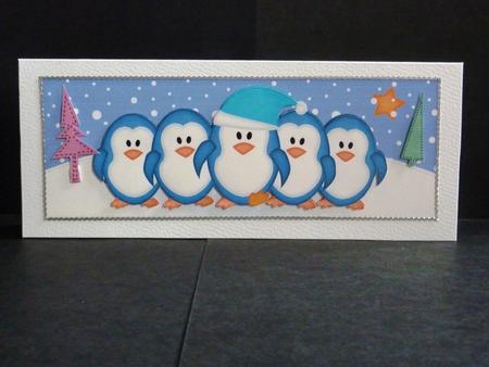 Large Dl Penguins on Parade Quick Card with 3D Decoupage by Lynn Butters