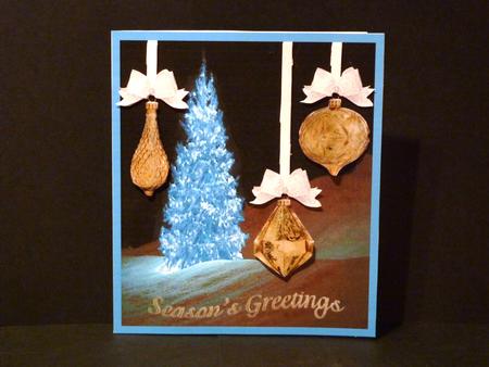 Christmas Ornaments & Tree Quick Card with Decoupage by Lynn Butters