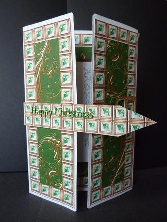 Christmas Green Foil Green Bling Giant Square Buckle Gatefold Card by Lynn Butters