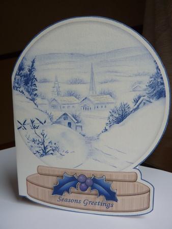 Blue Winter Scene Shaped Card by Lynn Butters