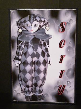 Scampixie Crying Clown Sorry Card Front by Lynn Butters