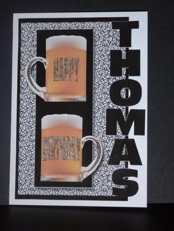 Happy Birthday Thomas Over the Side (black) by Lynn Butters