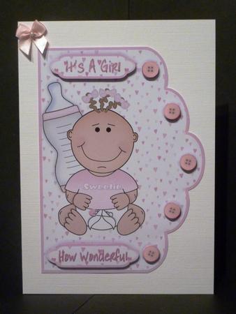 Its a Girl A4 Scallop Edge Card Front by Lynn Butters