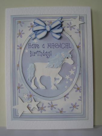 Magical Unicorn - Birthday Card Front with Decoupage by Lynn Butters