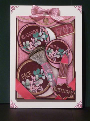 Plum 17th Birthday Make-up 7x5in Scallop Bottom Stacker by Lynn Butters