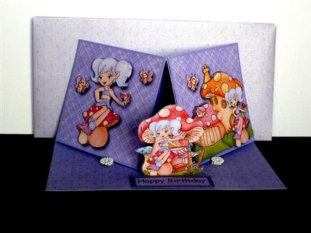 Toadstool Wood Double Twisted Easel Card with Stand Up by Lynn Butters
