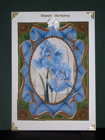 Blue Iris Fancy Bracket 7x5in Duo Corner Stacker by Lynn Butters