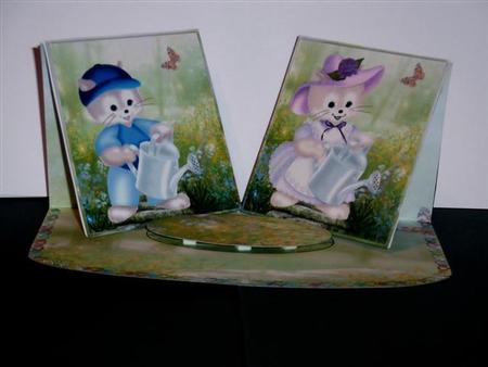 Double Twist Easel Cats by Lynn Butters
