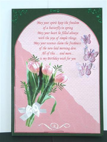 Tulip Spray with Birthday Verse by Lynn Butters