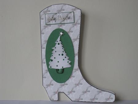 Xmas Tree Boot Shaped Card by Lynn Butters