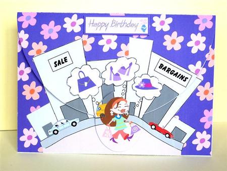 Girl Shopping A5 Gift Envelope Card Kit by Lynn Butters
