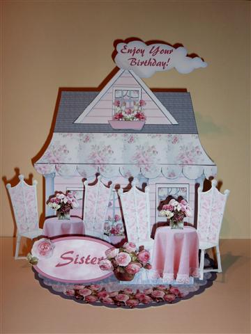 Giant Easel Tableau 3D Card Kit - Little Pink Cafe by Lynn Butters