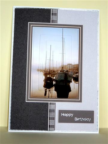 Yachts in the Harbour Card Front by Lynn Butters