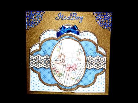 Baby Boy Embroidery Anglaise Scallop Deco Stacker by Lynn Butters