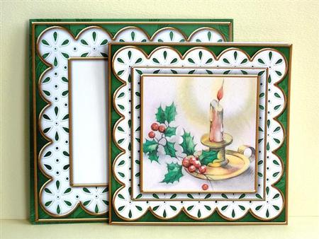 Candle Lantern Em Anglaise Scallop Square 3D Card Kit by Lynn Butters