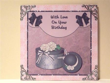 Black & Pink Hat & Hatbox - Happy Birthday by Lynn Butters