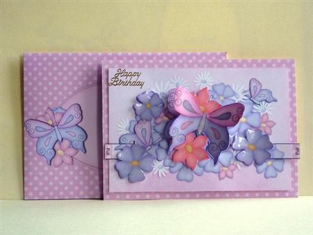 3D Blossoms N Butterflies Animated Moveable Decoupage Card K by Lynn Butters