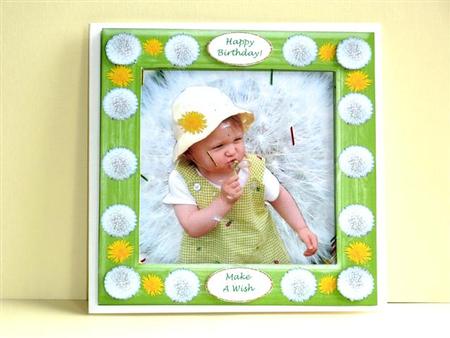 Katie's Dandelion Flower Wishes 6 x 6 Framed Decoupage Card by Lynn Butters