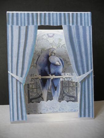 Blue Love Birds Theatre Card by Lynn Butters