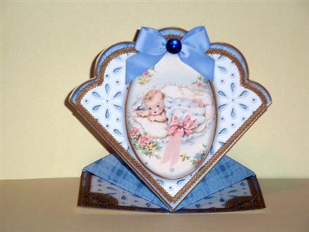 New Baby Boy Anglaise Scallop Spring Decoupage Card by Lynn Butters