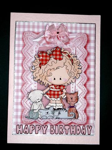 Little Country Girl with Her Pets A4 by Lynn Butters