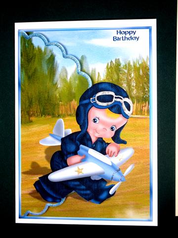 Off to Fly My Plane Scalloped Edge Envelope Card by Lynn Butters